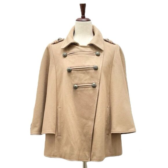Dorothy Perkins Wool Military Cape in Camel Lined Coat Women’s Size 10 US 42 EU - Picture 1 of 15